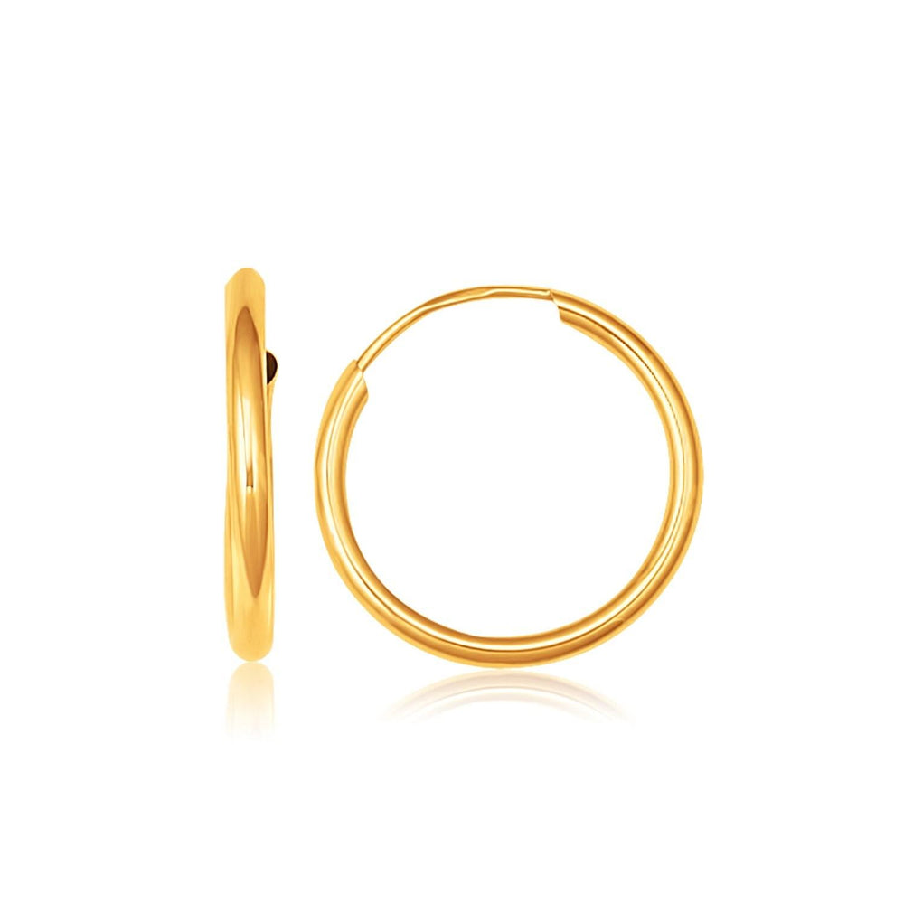 10k Yellow Gold Polished Endless Hoop Earrings (5-8 inch Diameter)