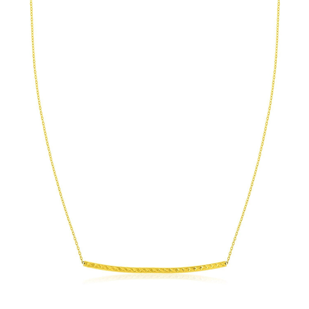 14k Yellow Gold Thin Textured Bar Necklace