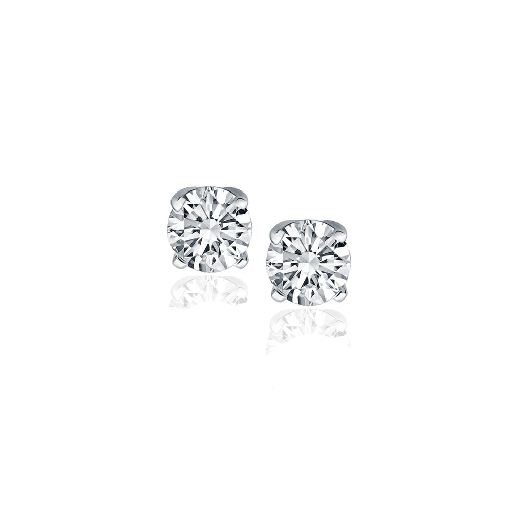 14k White Gold Diamond Four Prong Stud Earrings (1-2 cttw)