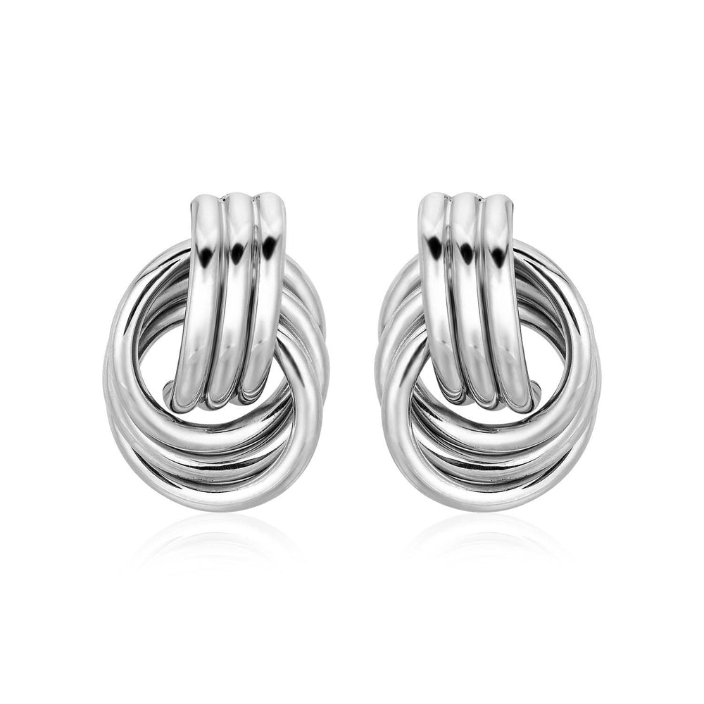 Polished Love Knot Earrings with Interlocking Rings in Sterling Silver