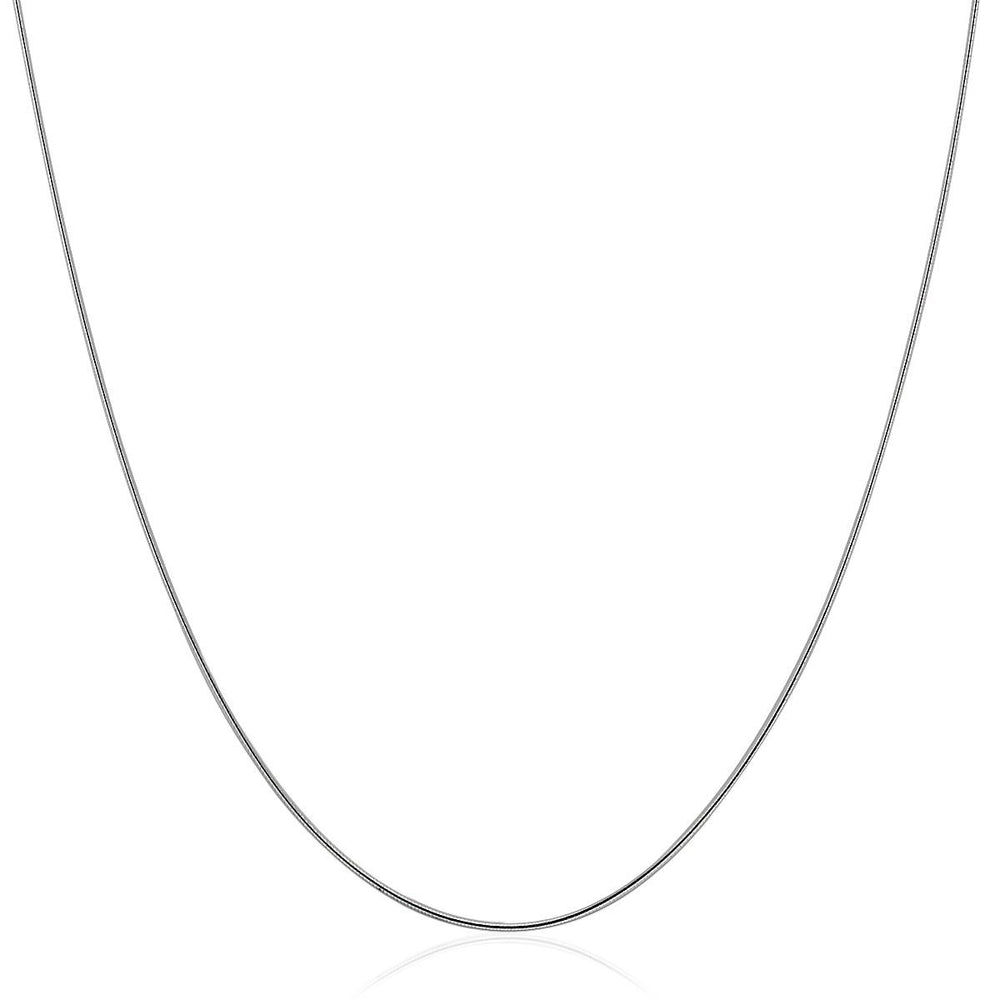 Sterling Silver Round Omega Style Chain Necklace with Rhodium Plating (1.25mm)